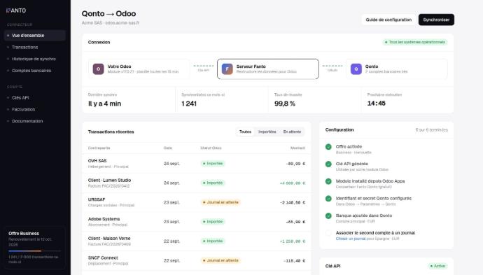 Fanto Qonto dashboard