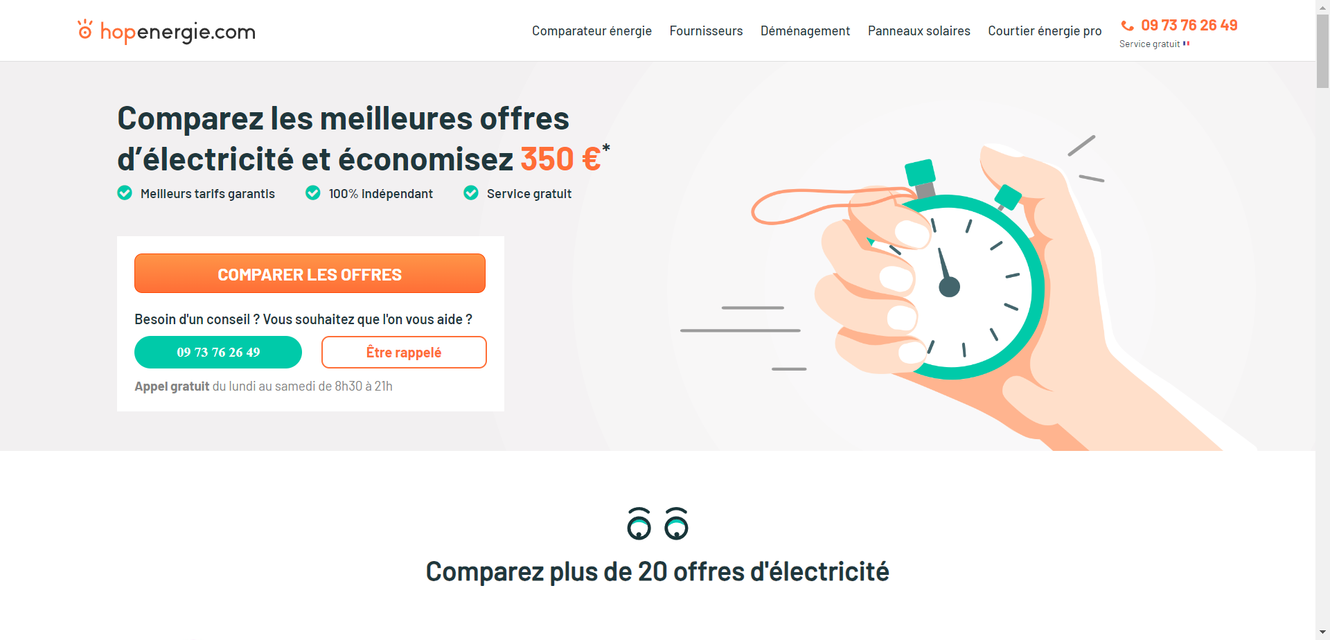 electricity and gas comparison Hopenergie portfolio