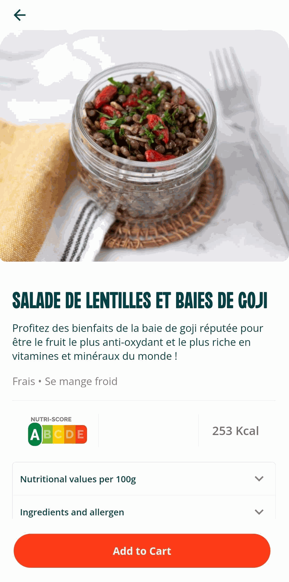 product detail page of fraiche cacan app product detail page